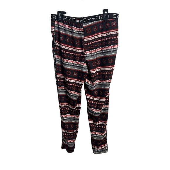 Spyder Mens Nordic Print Thermal Leggings XL Red Grey Elastic Waist Boho Tribal - Picture 3 of 12